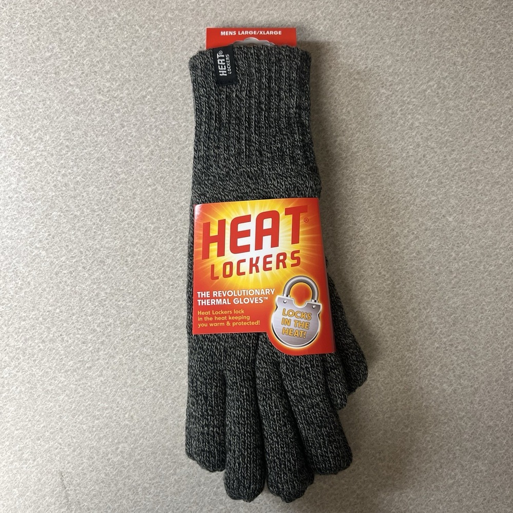 Mens Heat Lockers Large/X-Large Thermal Gloves‎ New Gray